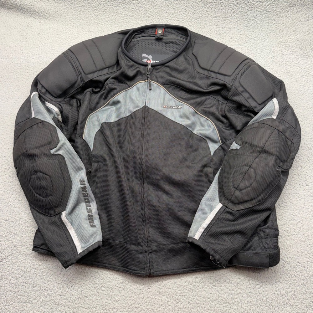Firstgear TR81157 Mens Size 3XL Black Silver Mesh Protection Motorcycle Jacket